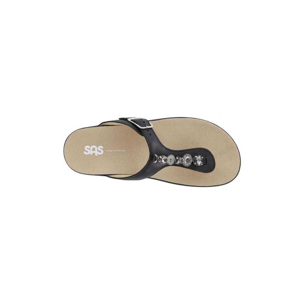 SAS Women's Dazzle - Comfort Adjustable Sandal - Black Silver