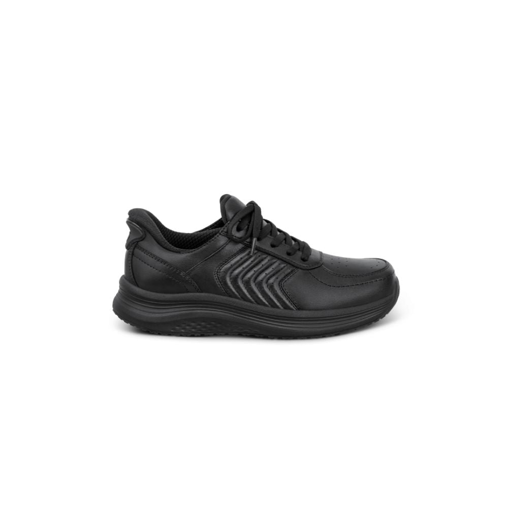 OrthoFeet Women's Roam Hands Free Leather Sneaker - Black