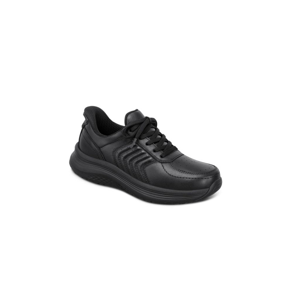 OrthoFeet Women's Roam Hands Free Leather Sneaker - Black
