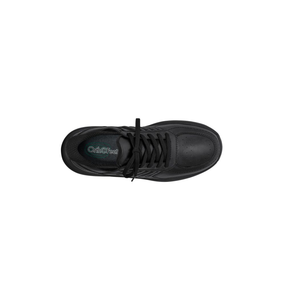 OrthoFeet Women's Roam Hands Free Leather Sneaker - Black