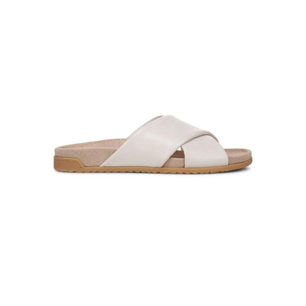 Vionic Women's Etna Structured Crossover Slide Sandals - Sea Salt Leather