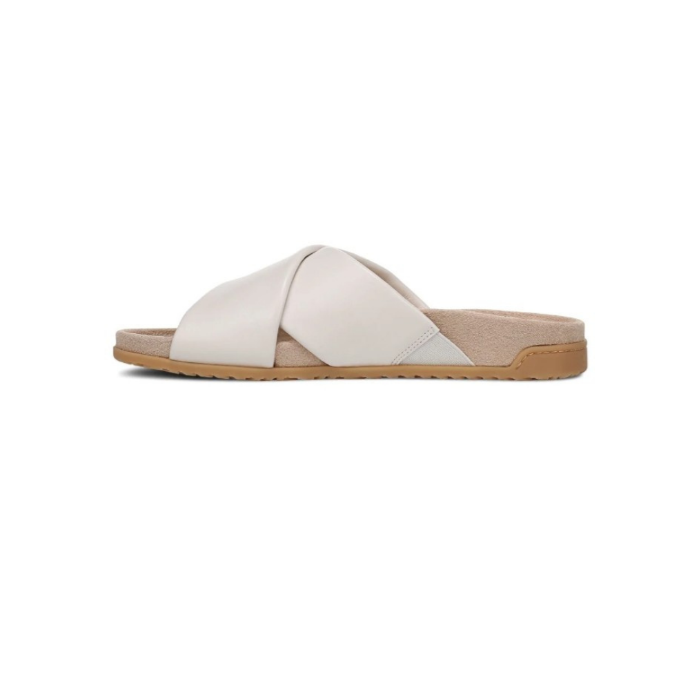 Vionic Women's Etna Structured Crossover Slide Sandals - Sea Salt Leather