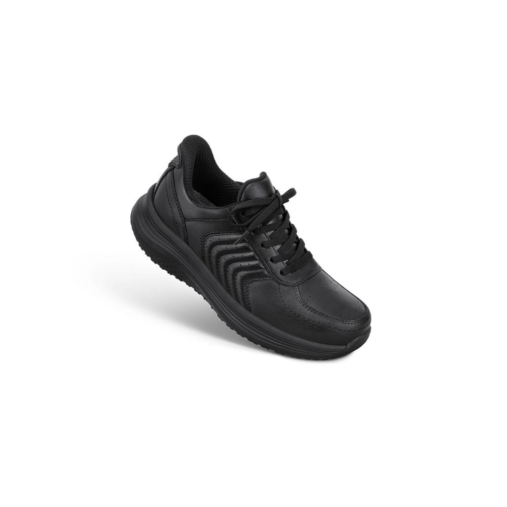 OrthoFeet Women's Roam Hands Free Leather Sneaker - Black
