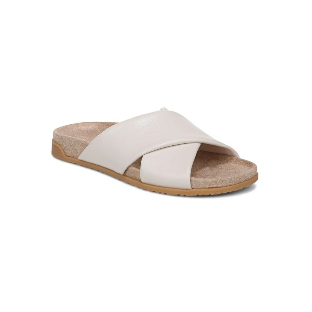 Vionic Women's Etna Structured Crossover Slide Sandals - Sea Salt Leather