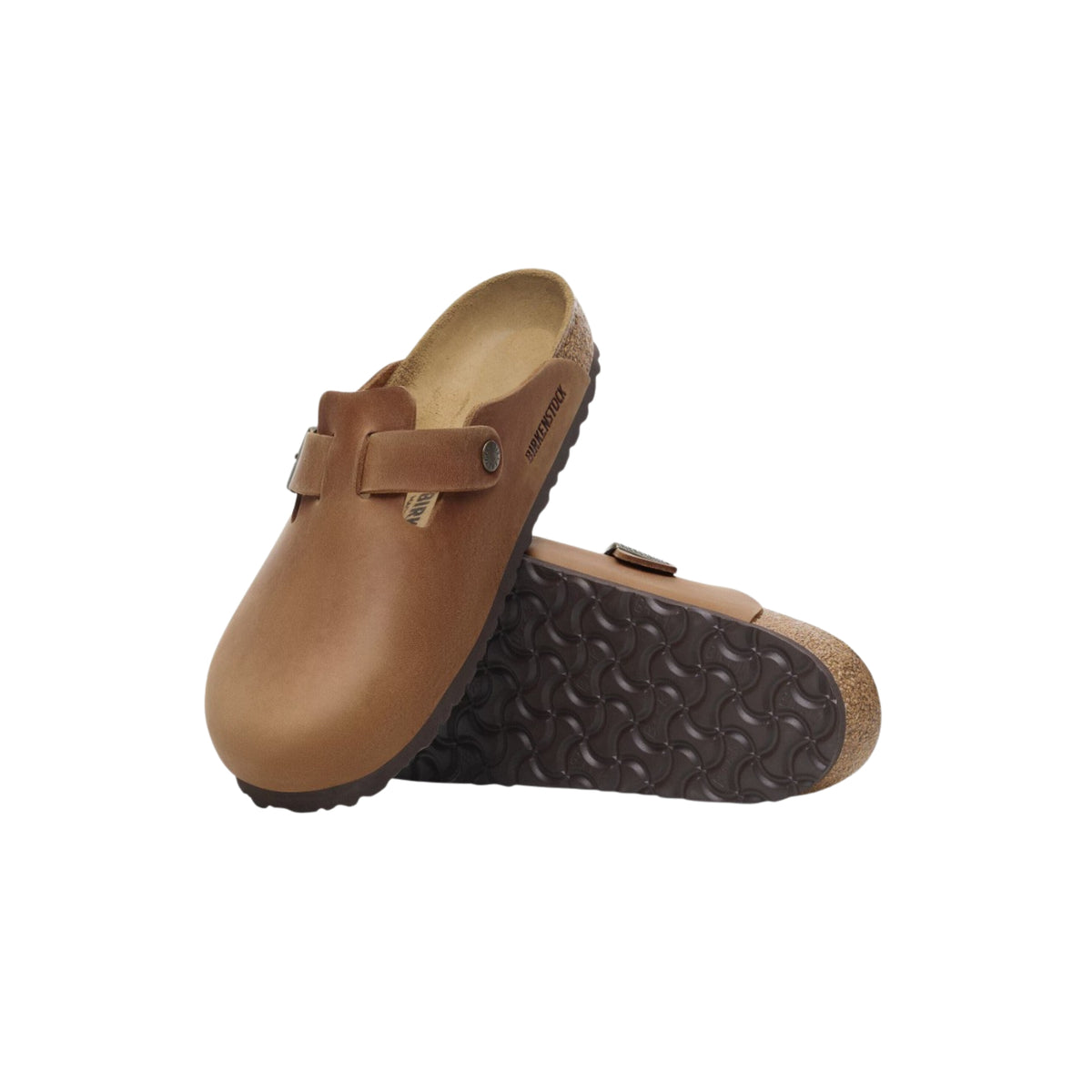 Birkenstock Boston BS Oiled Leather Clog Sandals - Cognac