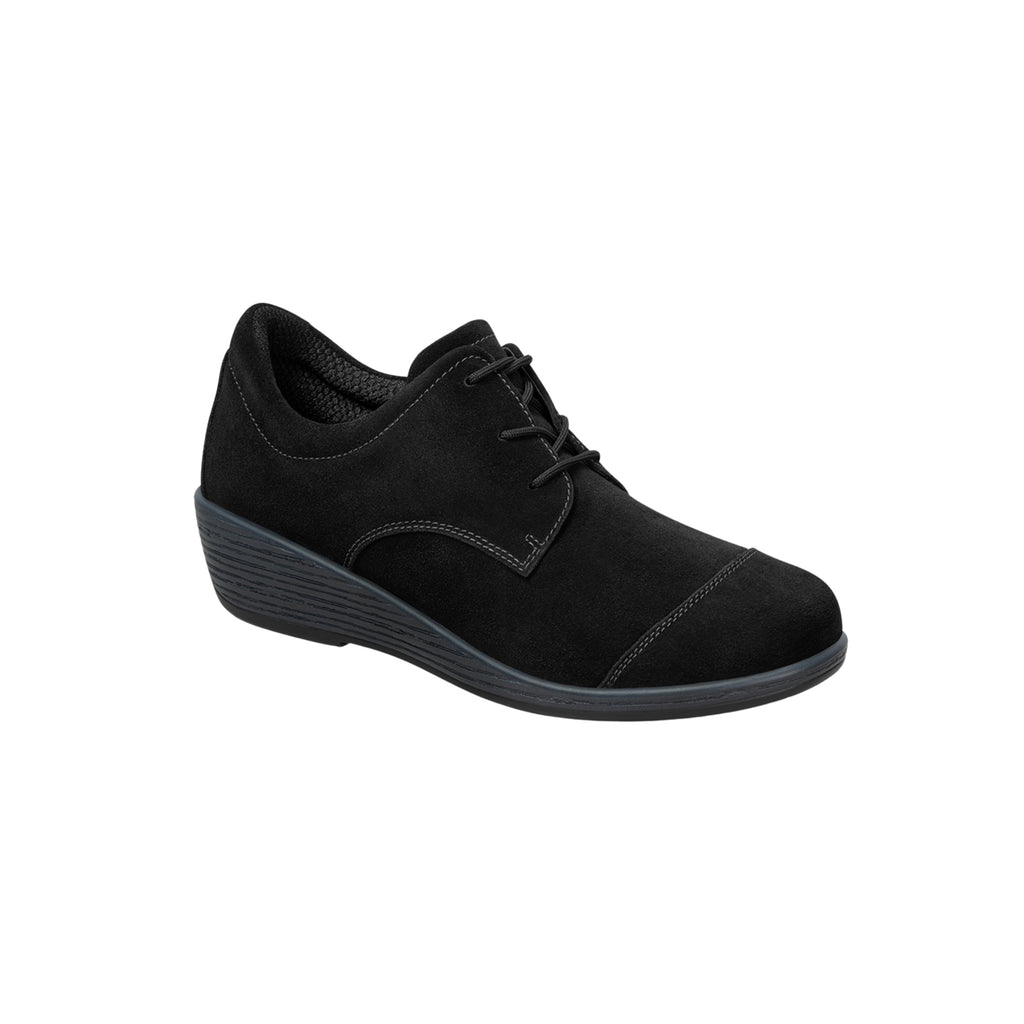 Orthofeet Women's Eleanor - Wedge Casual Oxford Shoe - Black