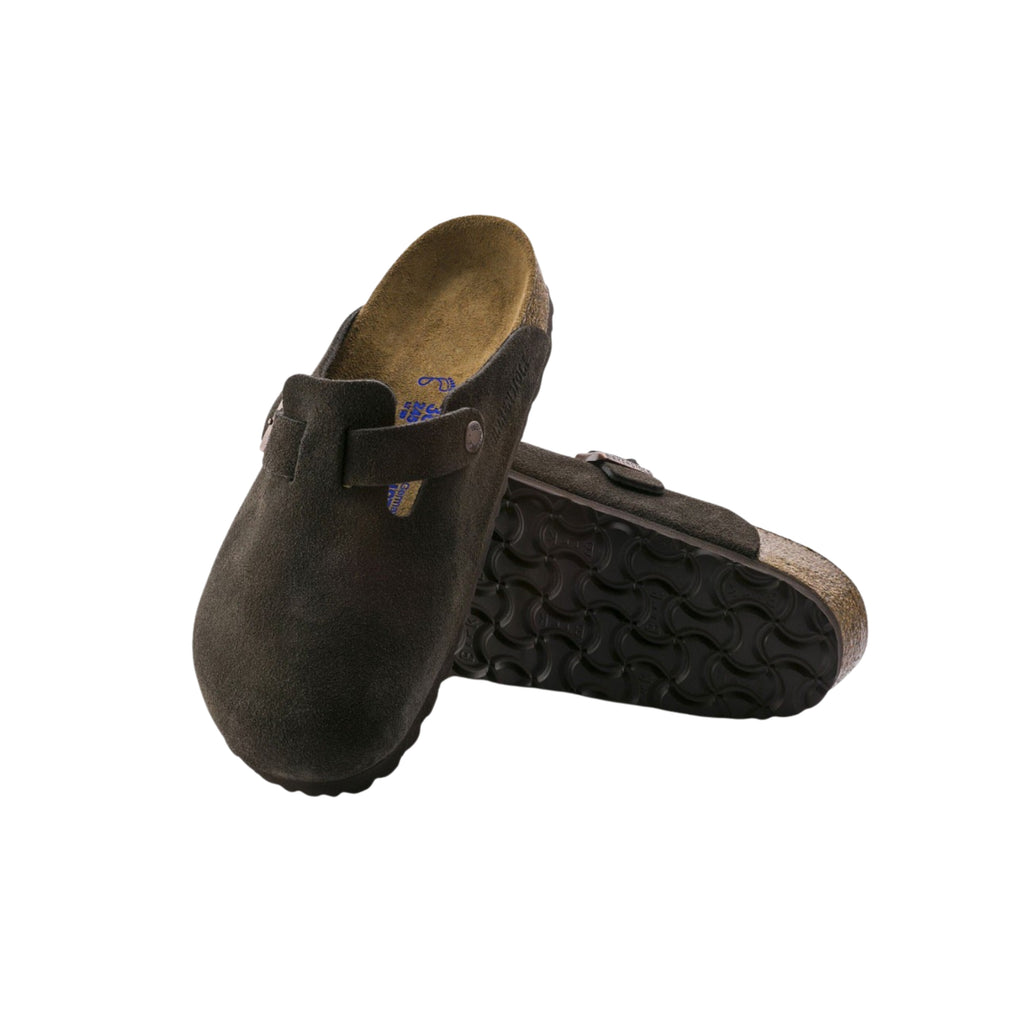Birkenstock Boston Soft Footbed Suede Leather Clog Sandals - Mocha