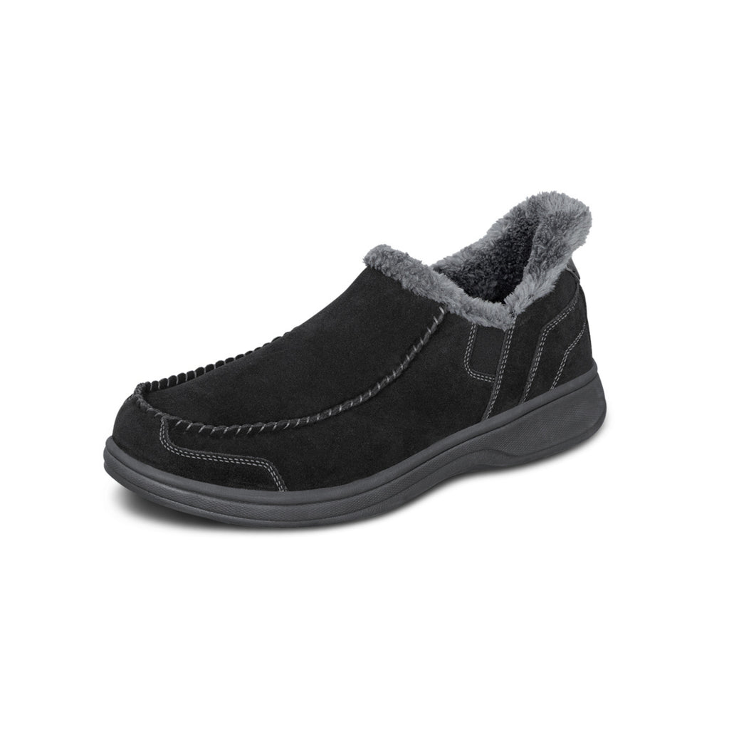 Orthofeet Vito Men's Hands-Free Suede Orthopedic Slipper Shoes - Black