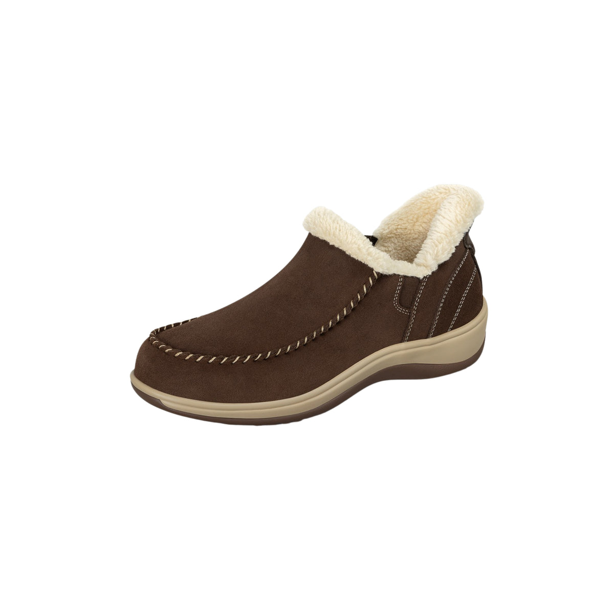 Orthofeet Women's Lorin Hands-Free Suede Orthopedic Slipper - Shoe - Brown