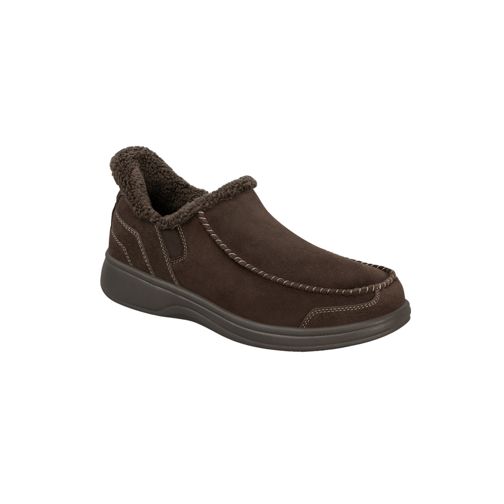 Orthofeet Men's Vito Hands-Free Suede Slipper-Shoe – Chocolate