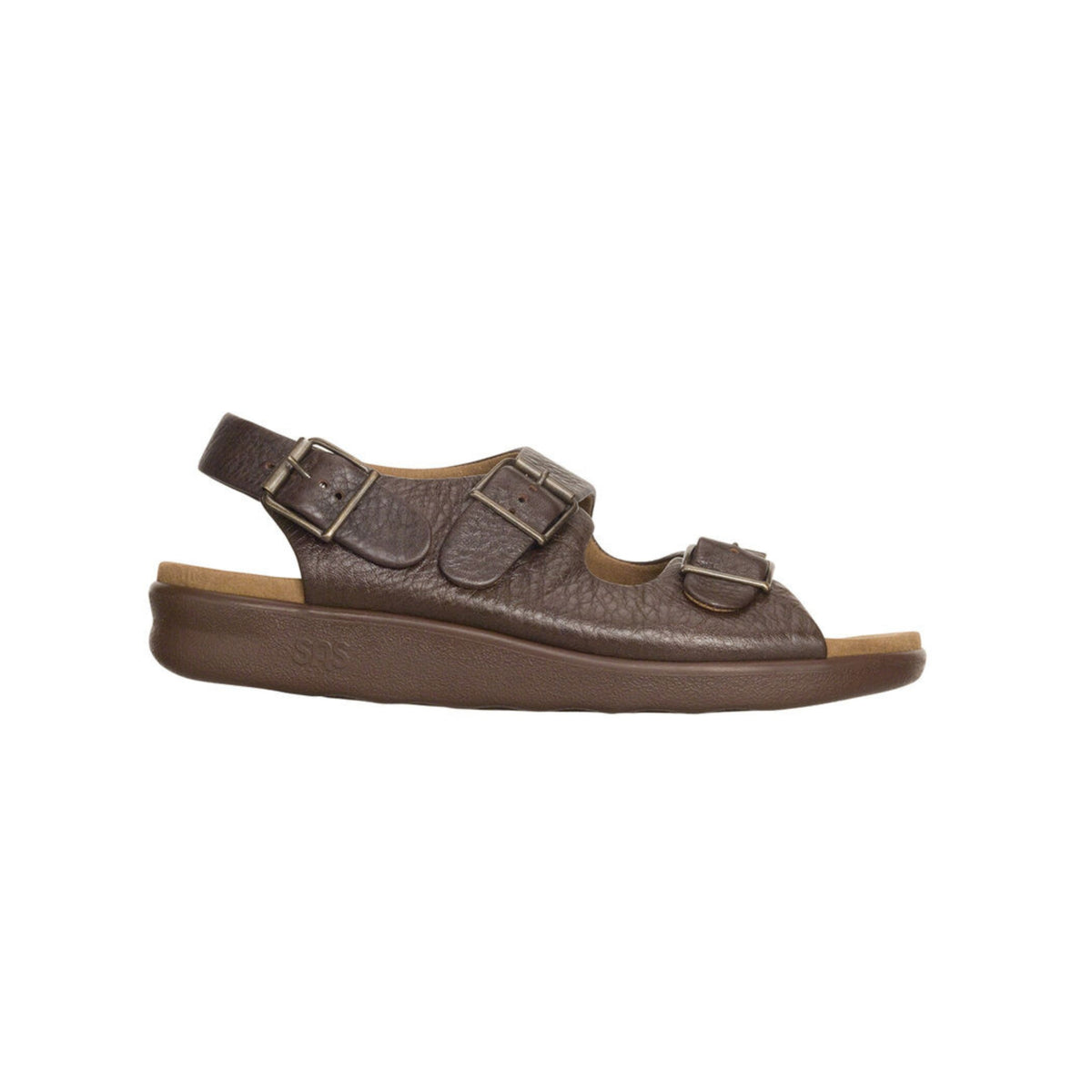 SAS Men's Bravo Triple-Strap Comfort Leather Sandal – Brown