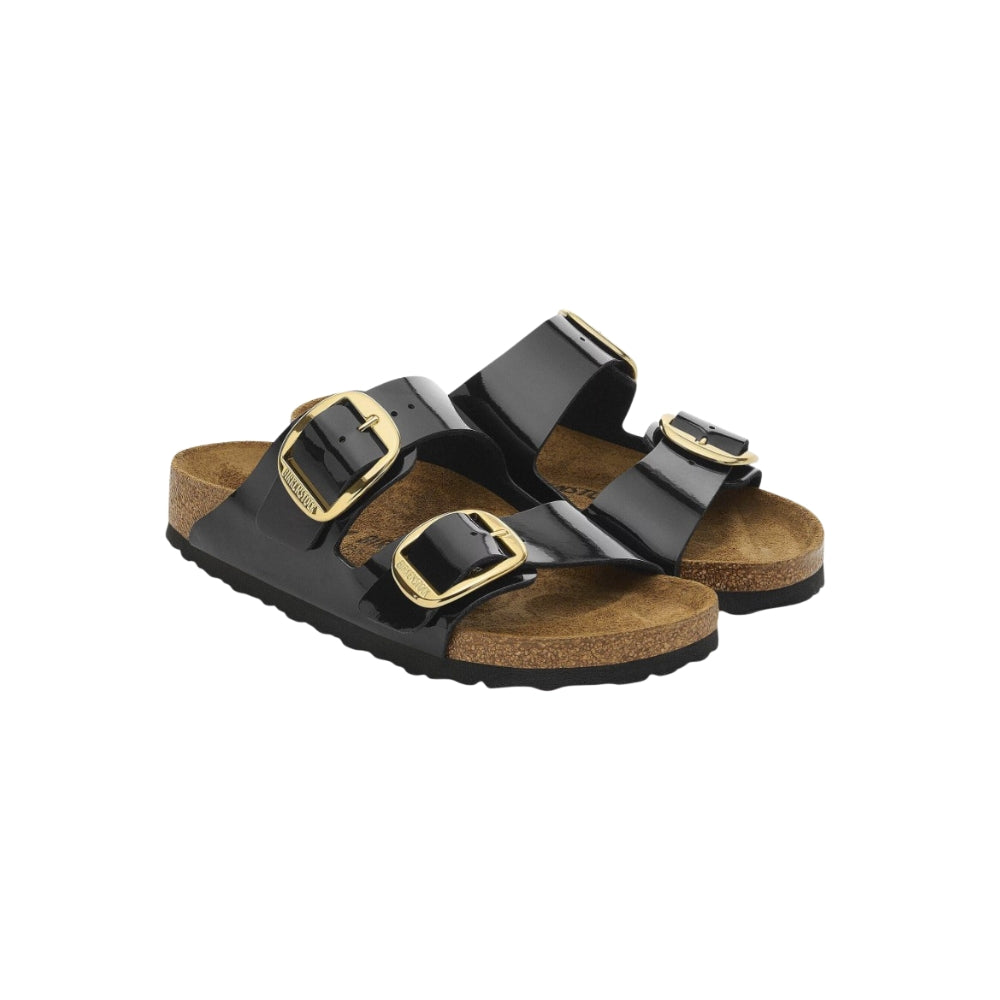 Birkenstock Arizona Big Buckle | Hex Black Patent Natural Leather (Narrow Fit)
