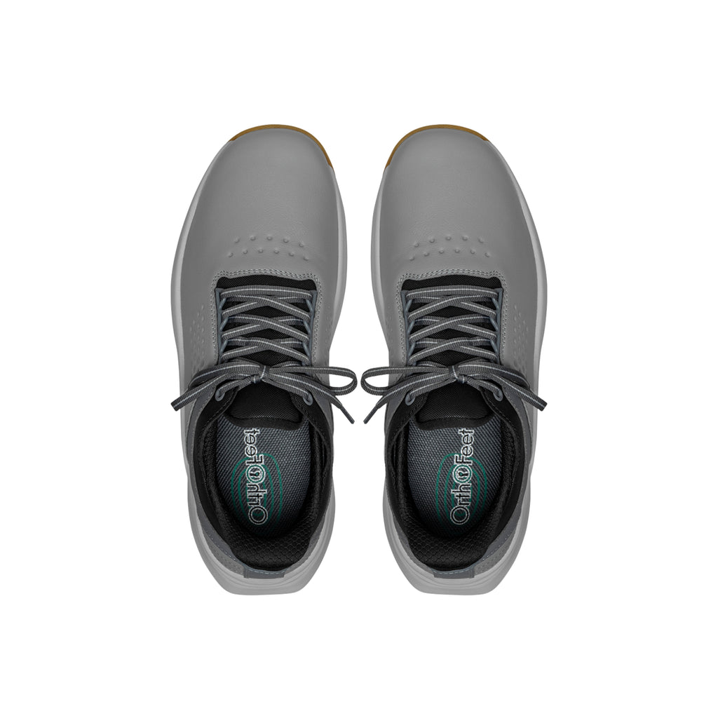 Orthofeet Men's Birdie Hands-Free Water-Repellent Golf Shoes – Gray