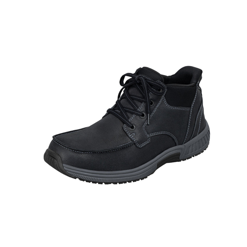 Orthofeet Men’s Verno Hands-Free Orthopedic Leather Boots – Black