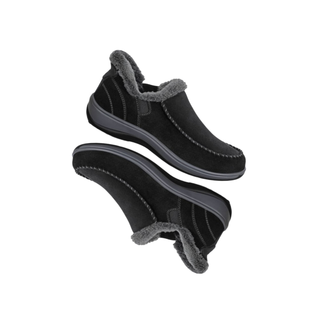 Orthofeet Women's Lorin Hands-Free Suede Orthopedic Slippers-Black