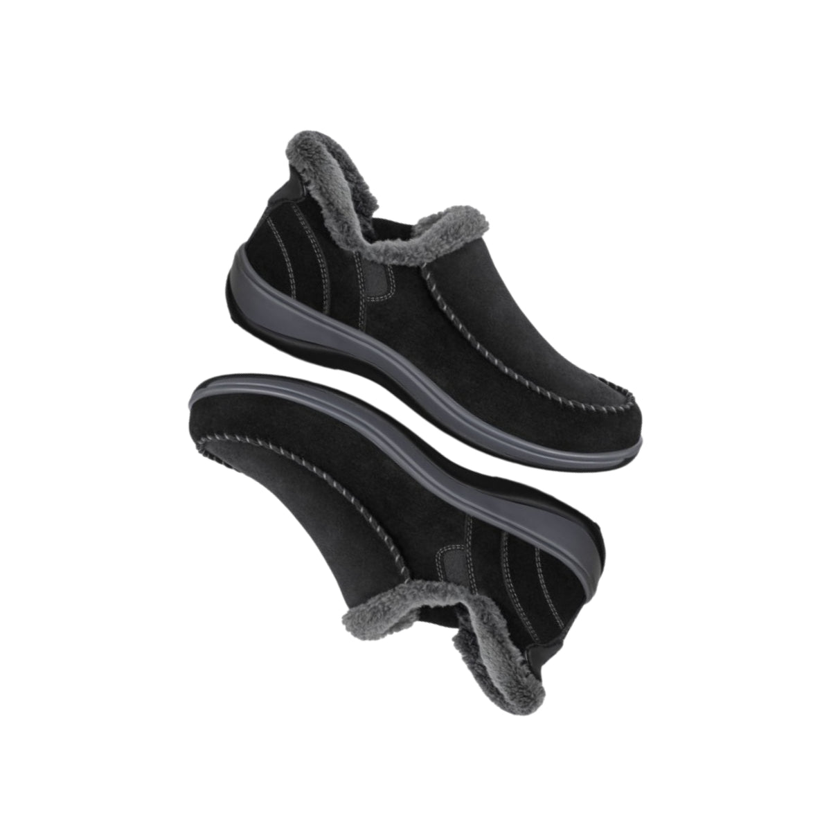 Orthofeet Women's Lorin Hands-Free Suede Orthopedic Slippers-Black