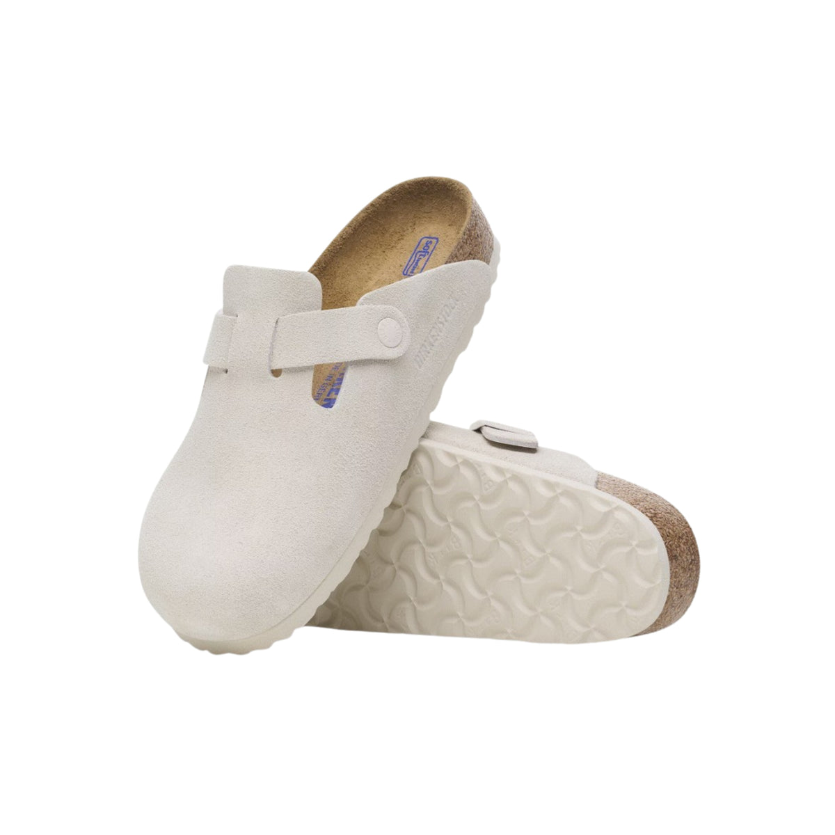 Birkenstock Boston Soft Footbed Suede Clog – Unisex, Antique White Color