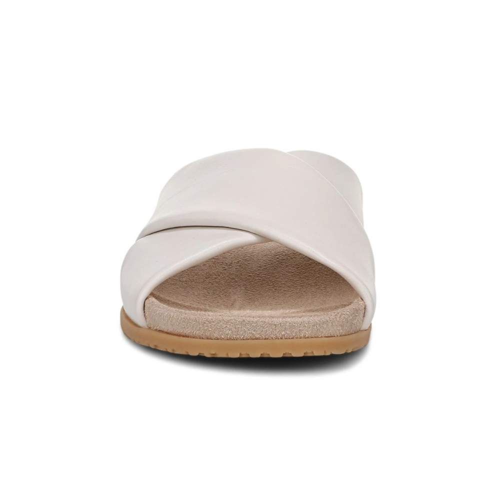 Vionic Women's Etna Structured Crossover Slide Sandals - Sea Salt Leather