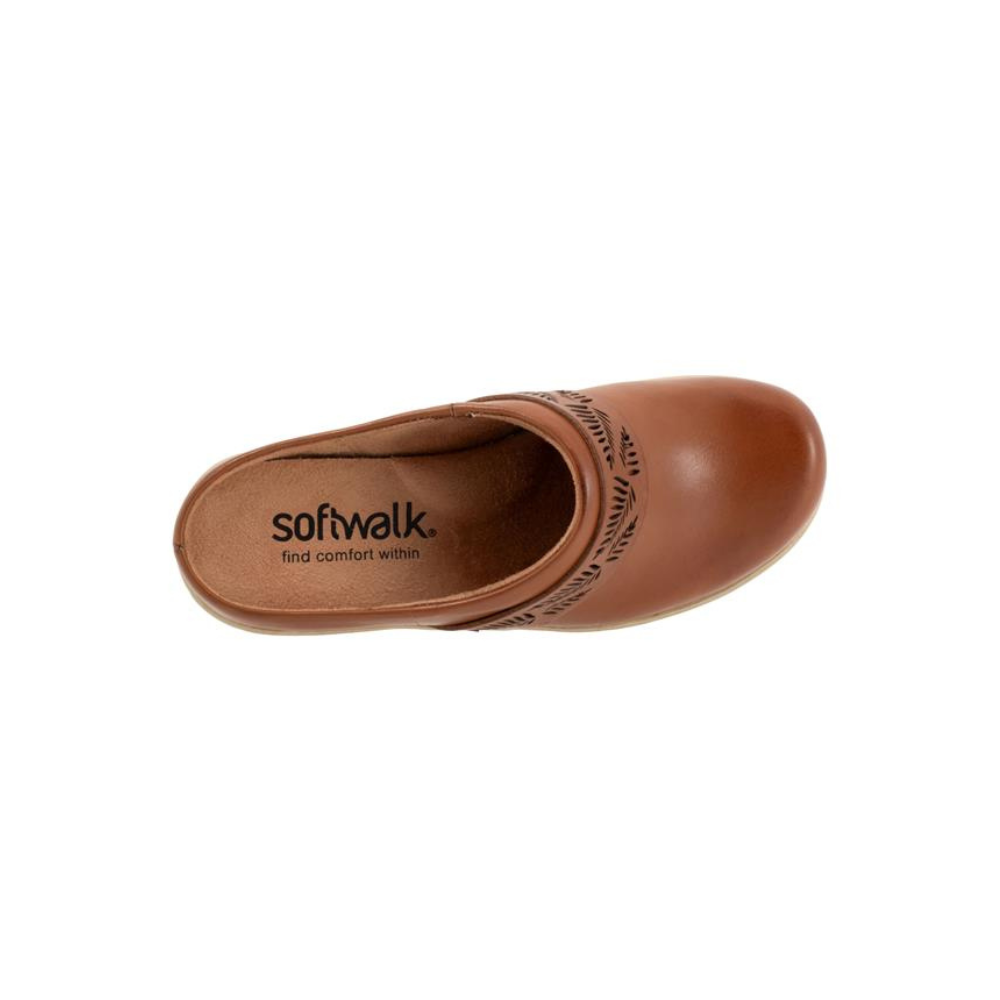 SoftWalk Women's Melita Leather Comfort Clog - Luggage