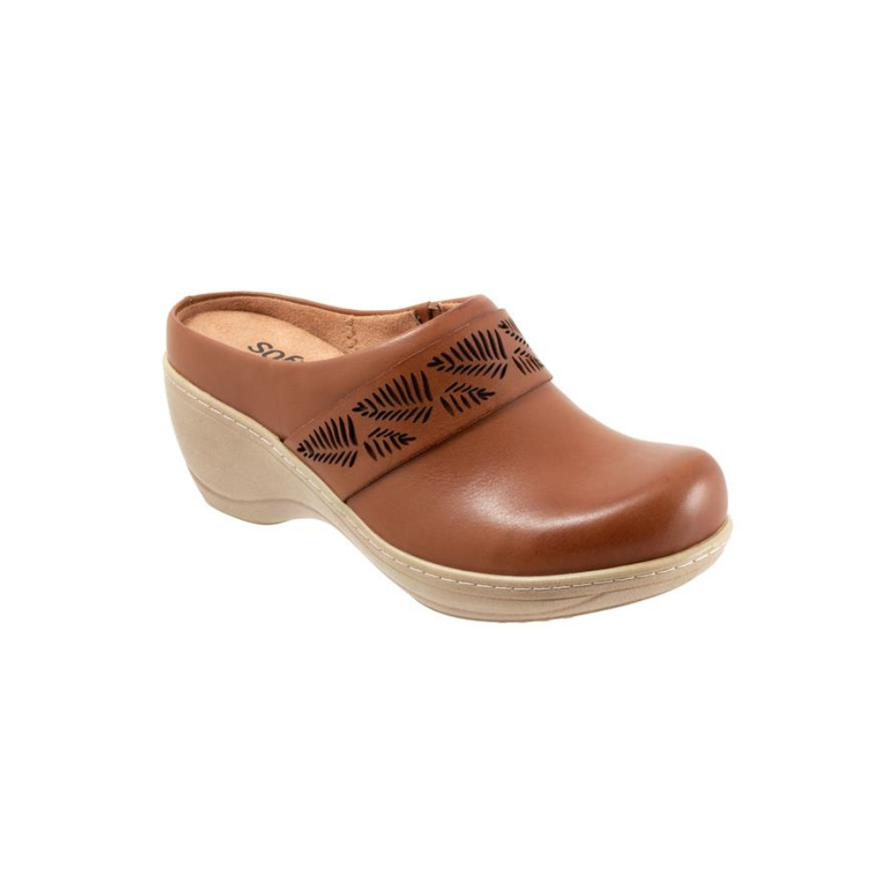 SoftWalk Women's Melita Leather Comfort Clog - Luggage