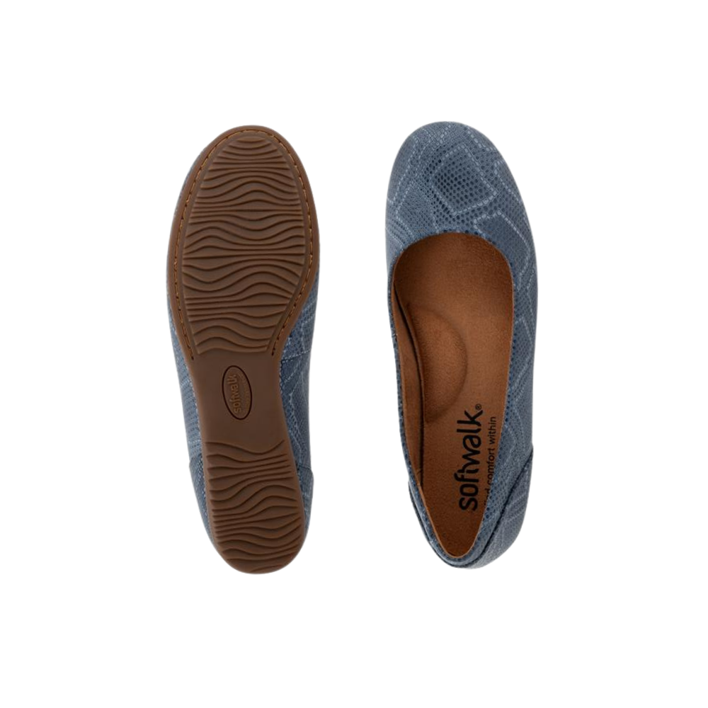 SoftWalk Women's Sonoma Leather Comfort Ballet Flat - Smoke Snake