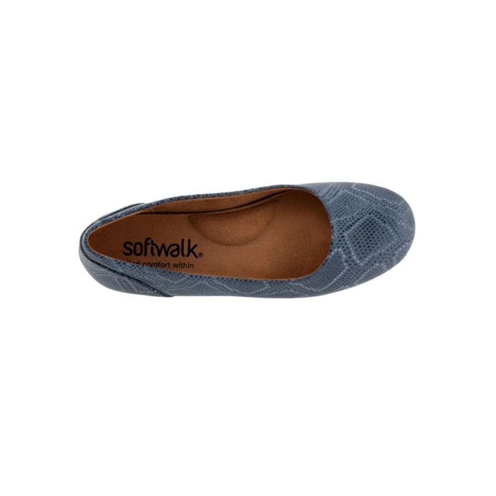 SoftWalk Women's Sonoma Leather Comfort Ballet Flat - Smoke Snake