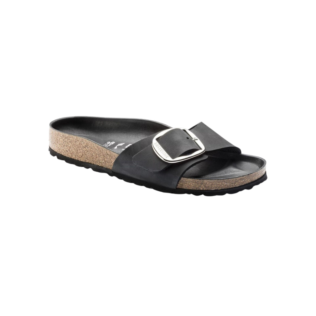 Birkenstock Madrid Big Buckle Oiled Leather Sandals - Black | Narrow