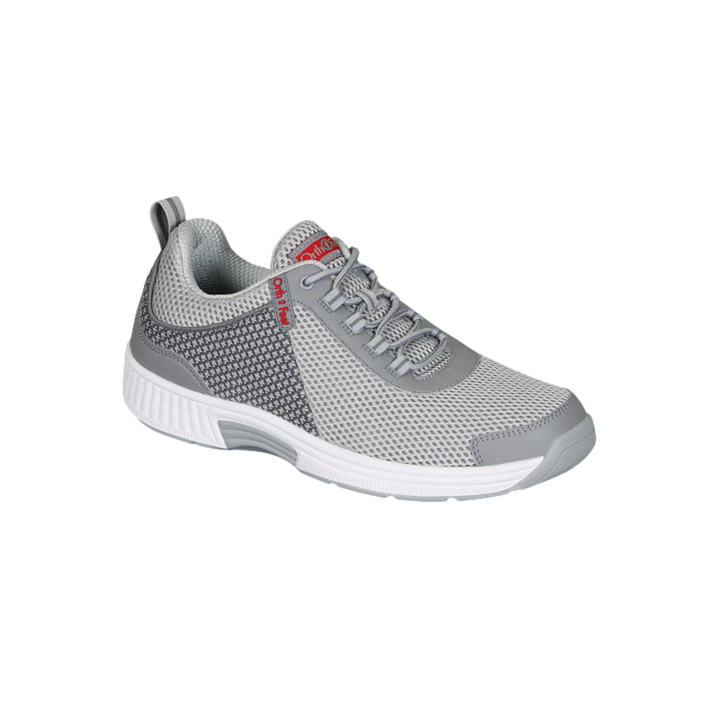 Orthofeet Men’s Edgewater Stretch Knit Orthopedic Walking Shoes – Gray