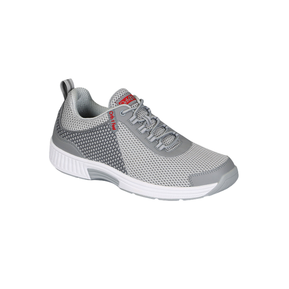 Orthofeet Men’s Edgewater Stretch Knit Orthopedic Walking Shoes – Gray