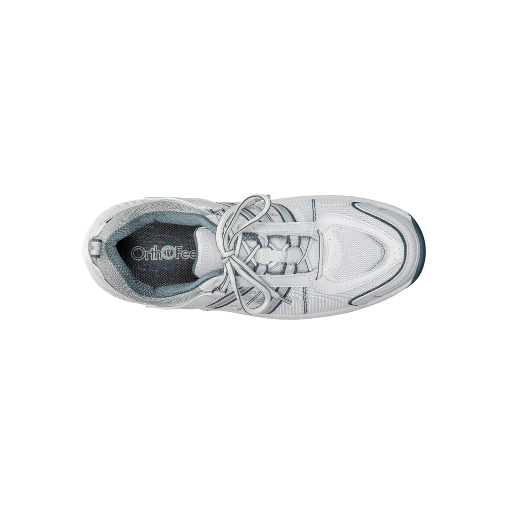Orthofeet Men's Monterey Bay Tie-Less Athletic Sneakers – White