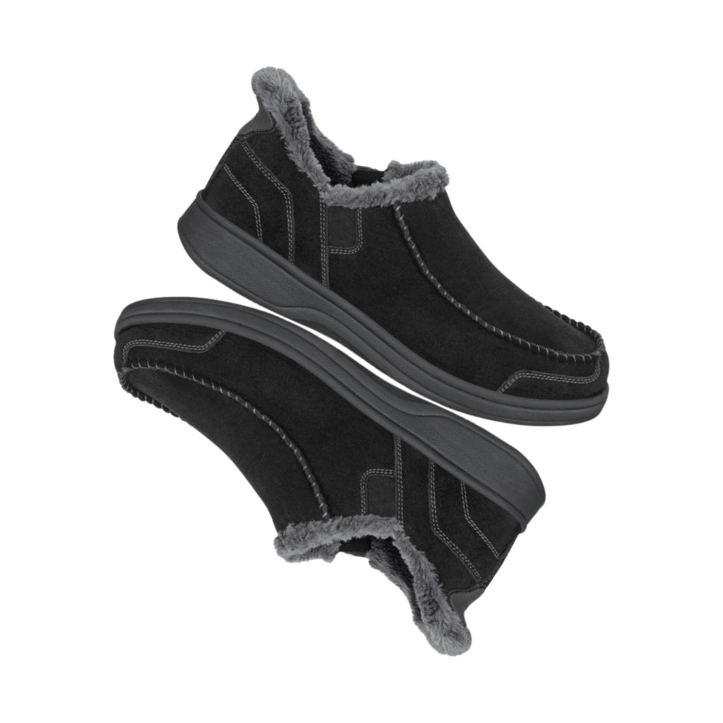 Orthofeet Vito Men's Hands-Free Suede Orthopedic Slipper Shoes - Black