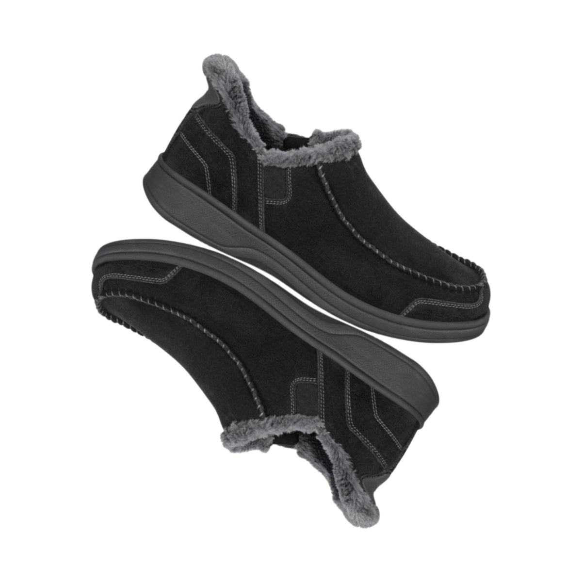 Orthofeet Vito Men's Hands-Free Suede Orthopedic Slipper Shoes - Black