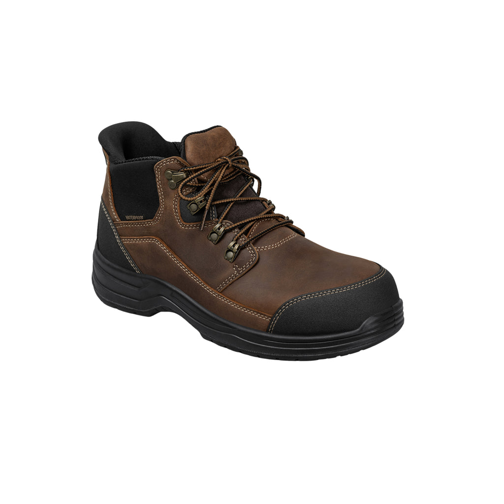 Orthofeet Men's Graphite Hands-Free Waterproof Safety Toe Work Boots - Brown