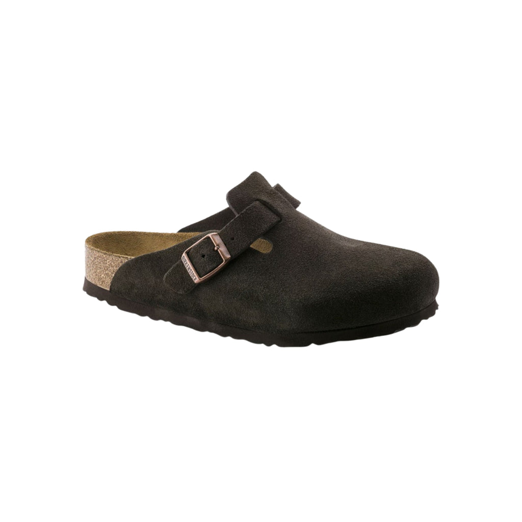 Birkenstock Boston Soft Footbed Suede Leather Clog Sandals - Mocha