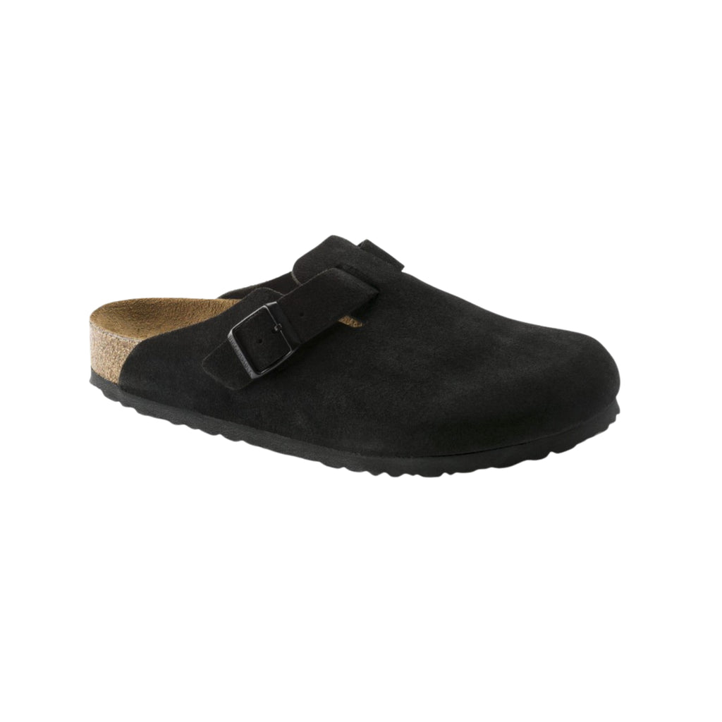Birkenstock Boston Soft Footbed Unisex Suede Leather Clog Sandals - Black