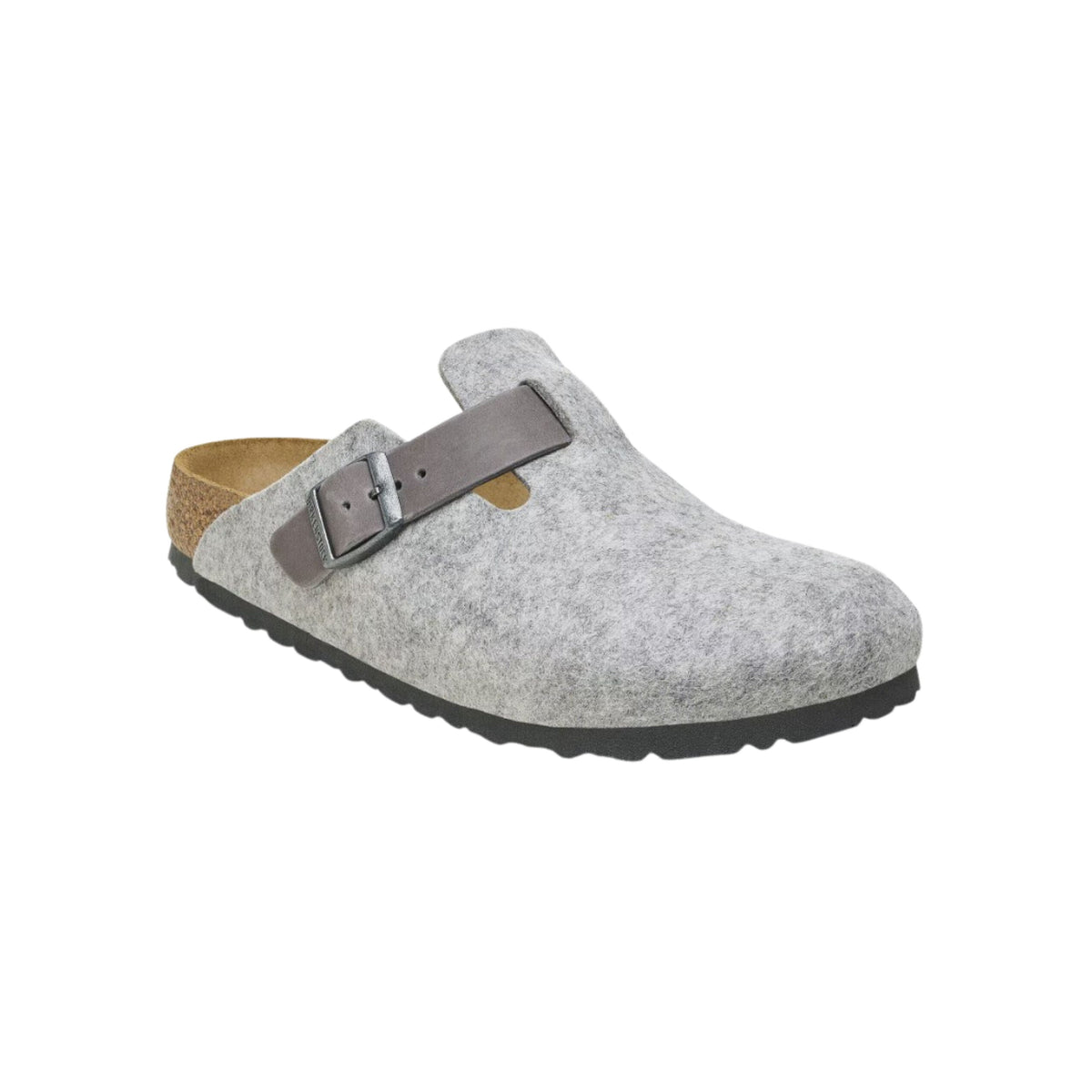 Birkenstock Unisex Boston Clog Sandals Natural Leather-Felt - Light Gray
