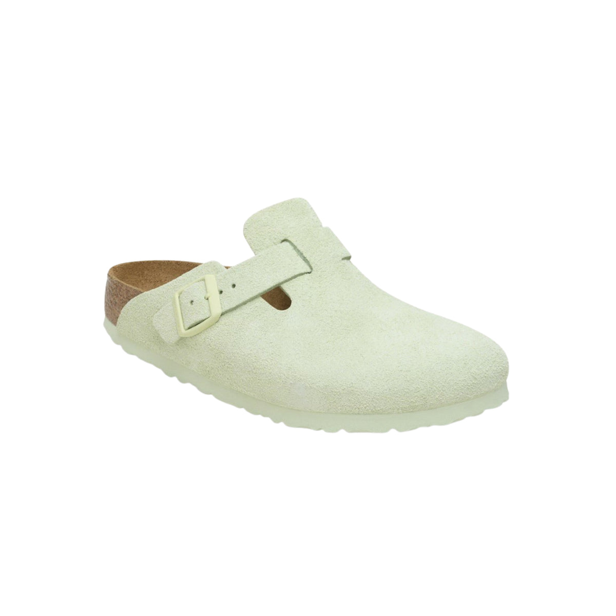 Birkenstock Boston Unisex Soft Footbed Suede Clog Sandals - Faded Lime