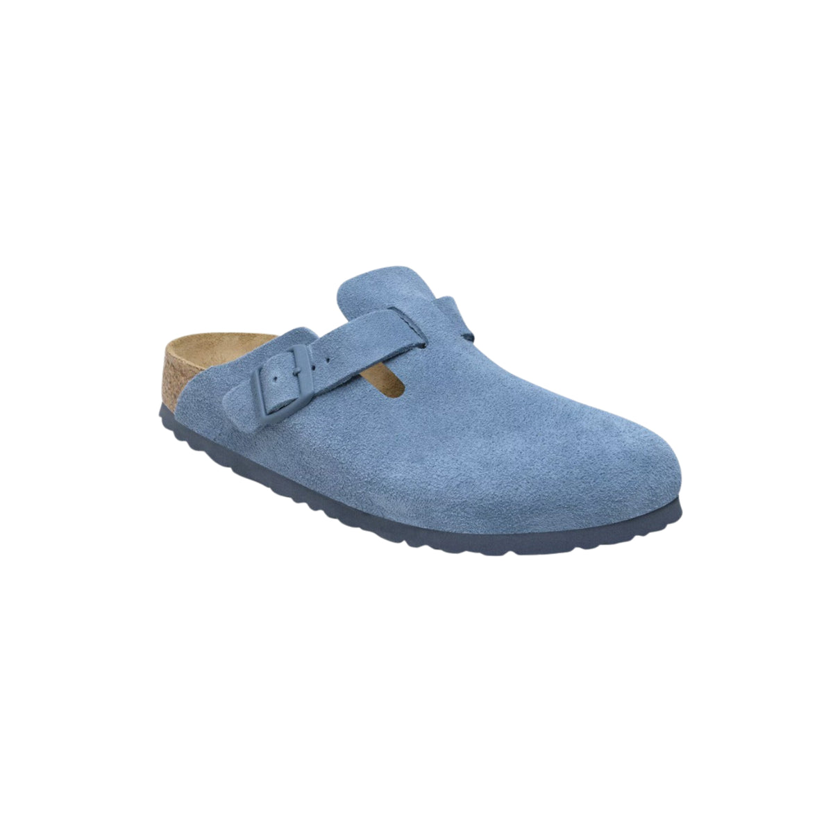Birkenstock Boston Soft Footbed Unisex Suede Leather Clog Sandals - Elemental Blue