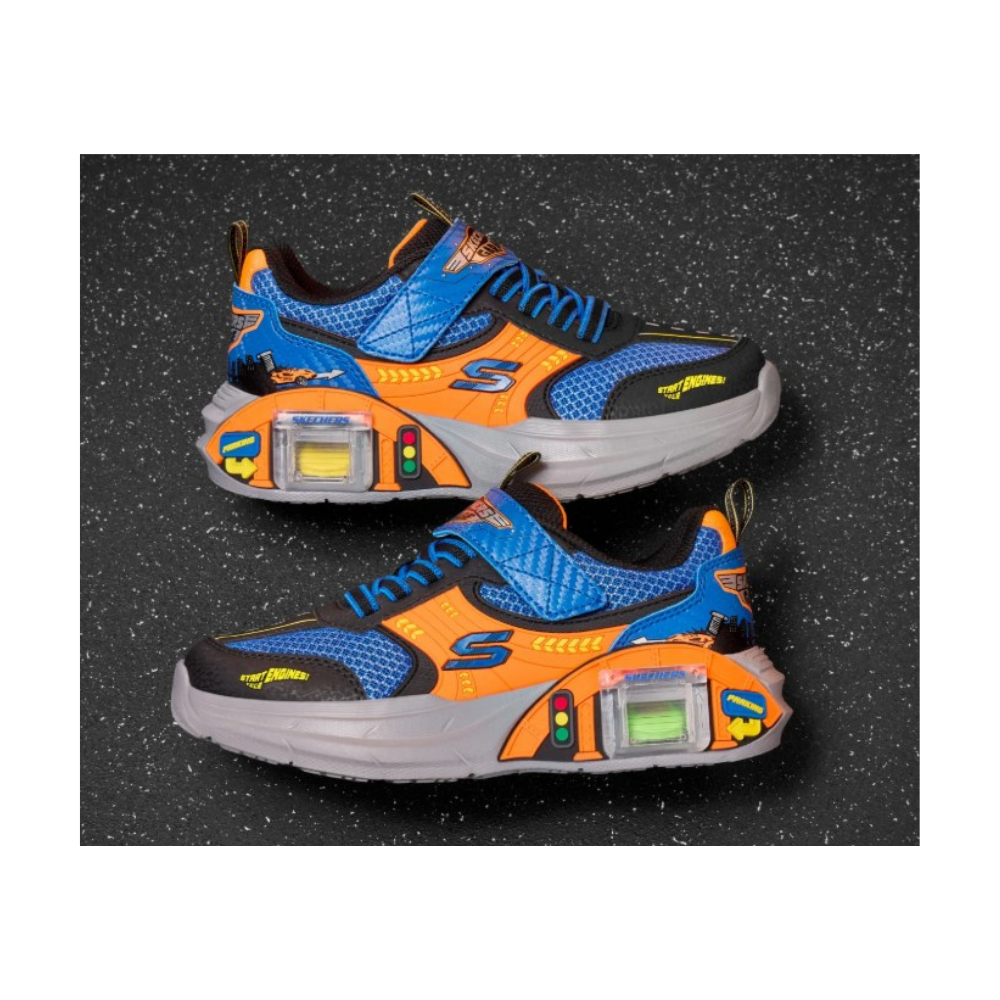 Skechers Boys' Garage Interactive Sneakers - Black / Blue / Orange