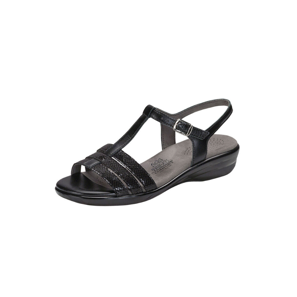 SAS Women's Capri - Leather Comfort Sandal - Black Snake