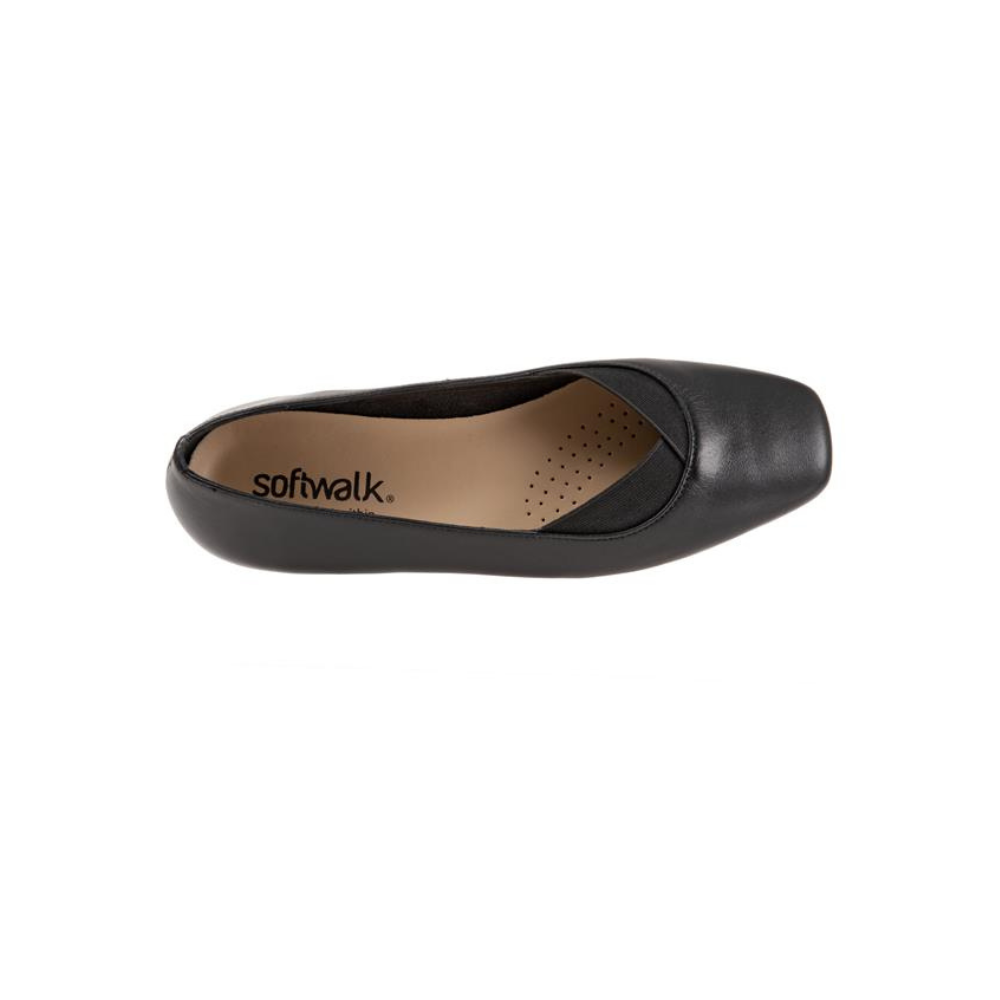 SoftWalk Women's Viana Leather Comfort Loafer Flat - Black