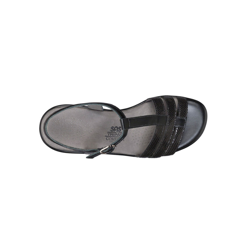 SAS Women's Capri - Leather Comfort Sandal - Black Snake