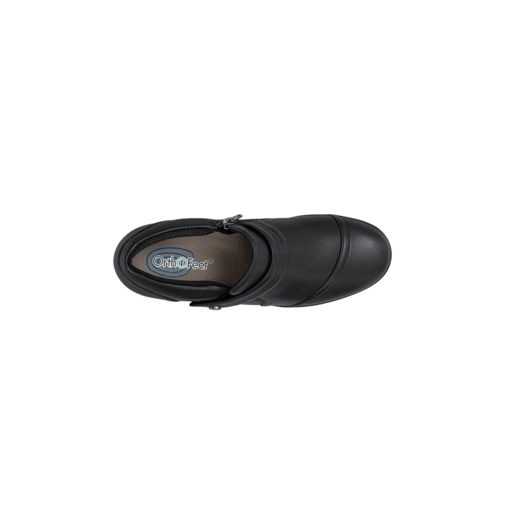 OrthoFeet Women's Eva Leather Shoe - Black Leather