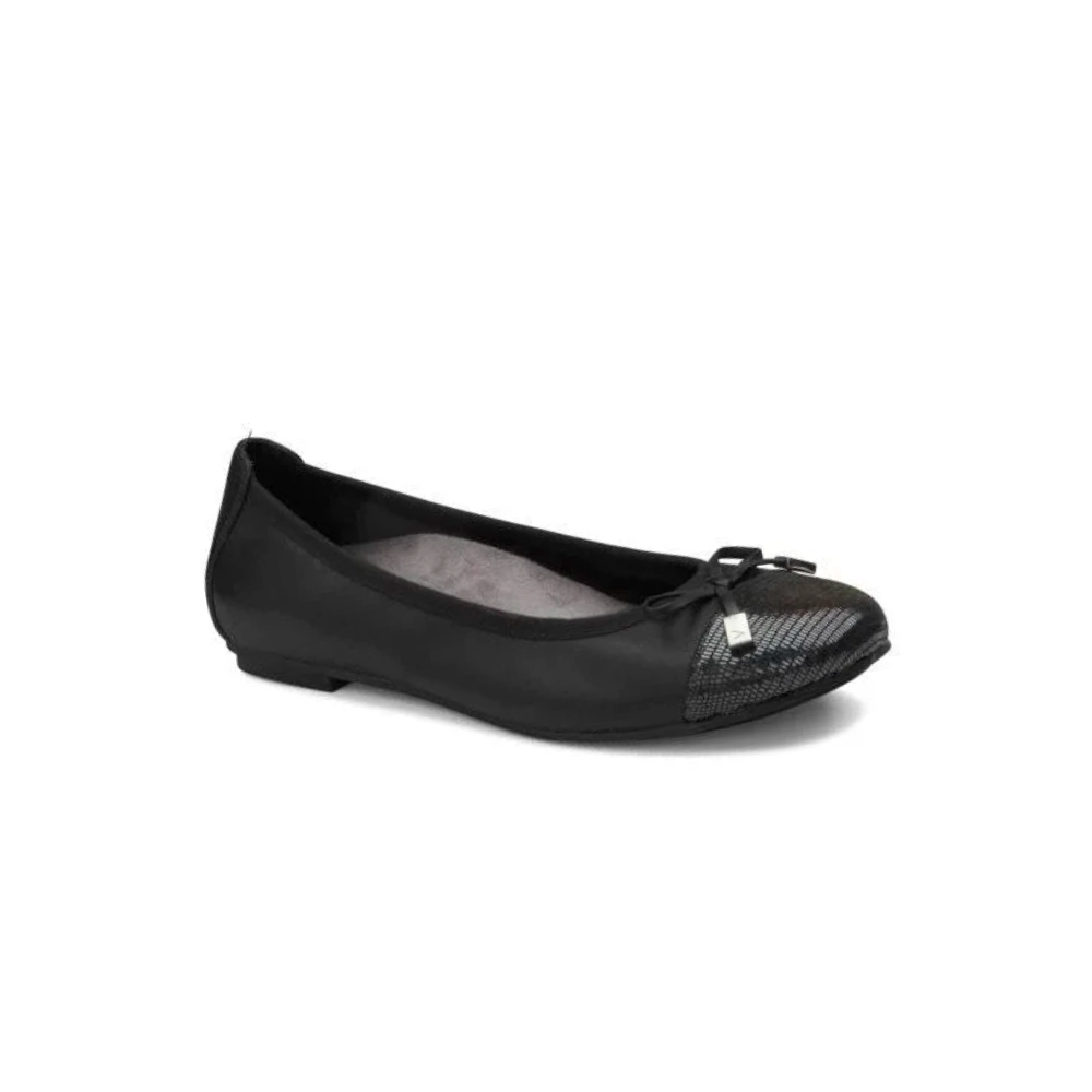Vionic Women's Spark Minna Ballet Ladies Cap Toe Walking Flats with Concealed Contoured Arch Support