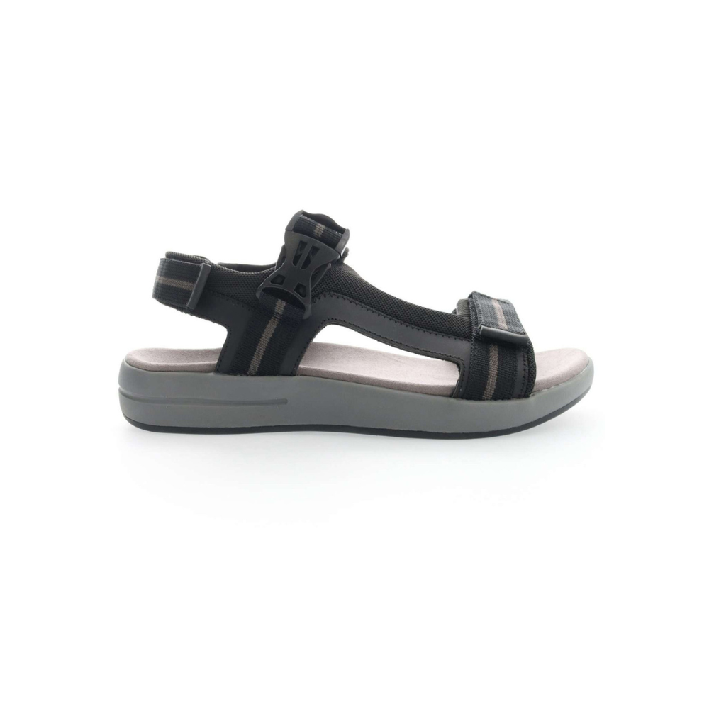 Propét Eli Men's Adjustable Walking Sandals - Black/Grey