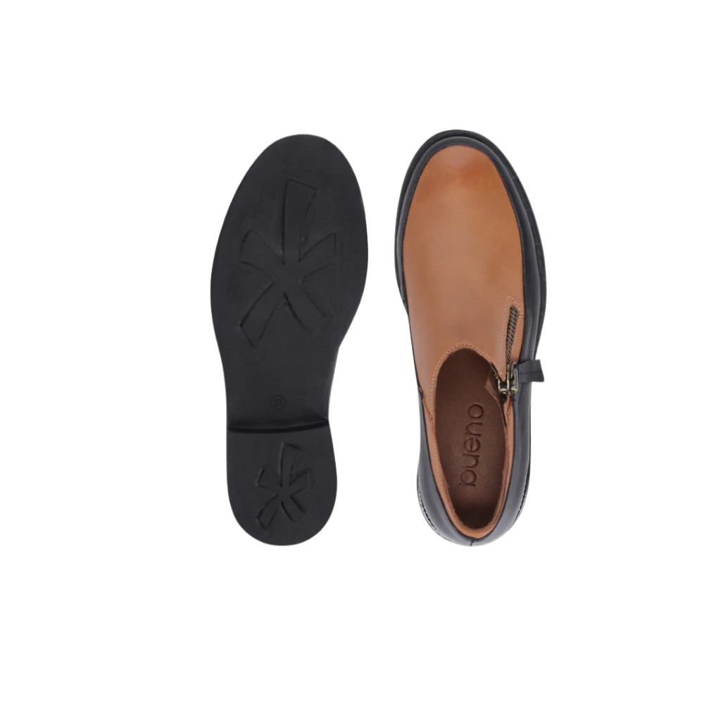 BUENO Milani Women's Leather Loafer - Black / Dark Tan