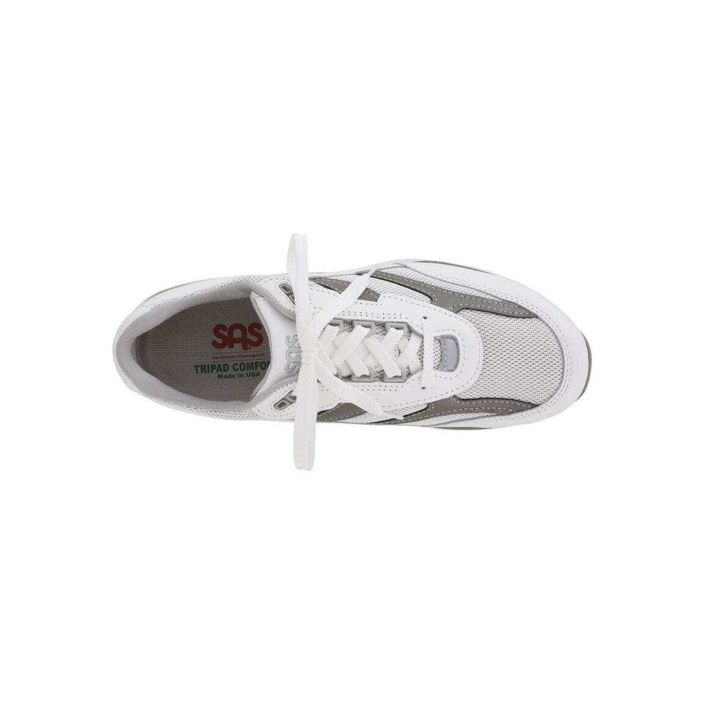 SAS Men's Journey Mesh Lightweight Sport Walking Shoe – White / Gray