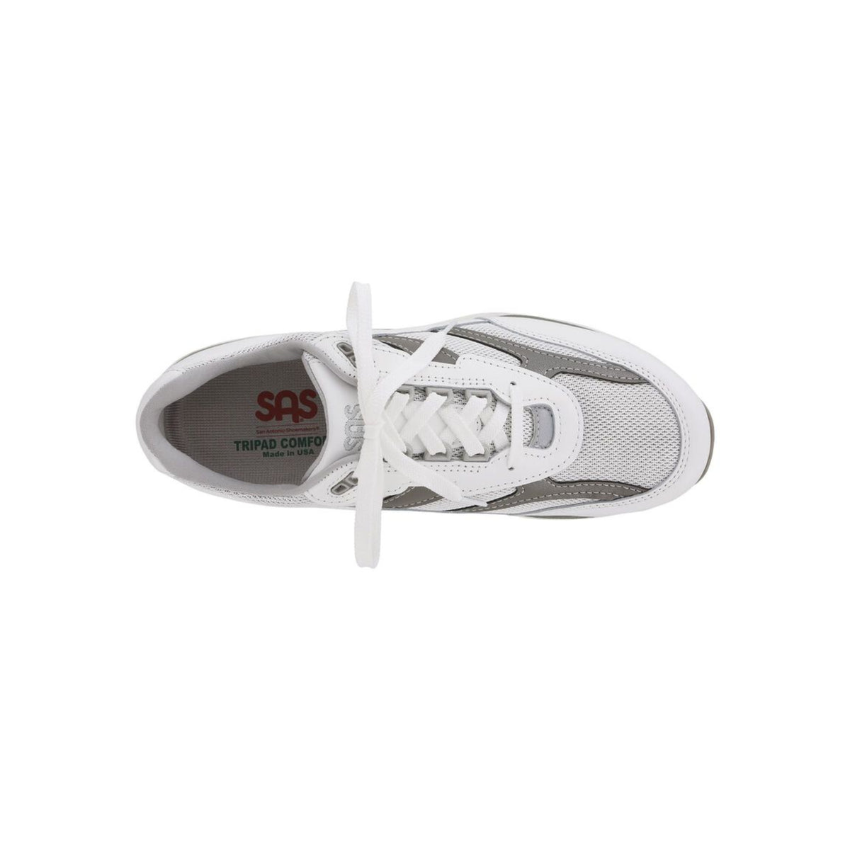 SAS Men's Journey Mesh Lightweight Sport Walking Shoe – White / Gray