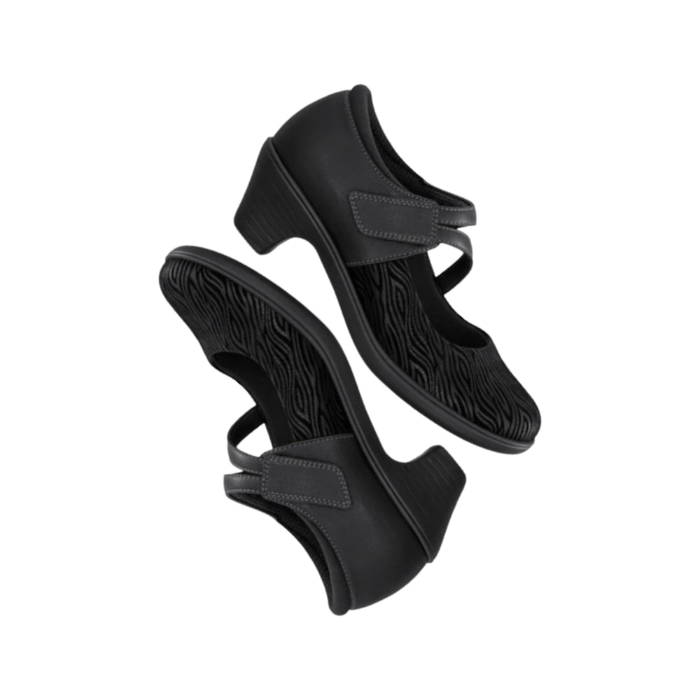 Orthofeet Women's Ella Arch Support Mary Jane Wedge Shoe - Black