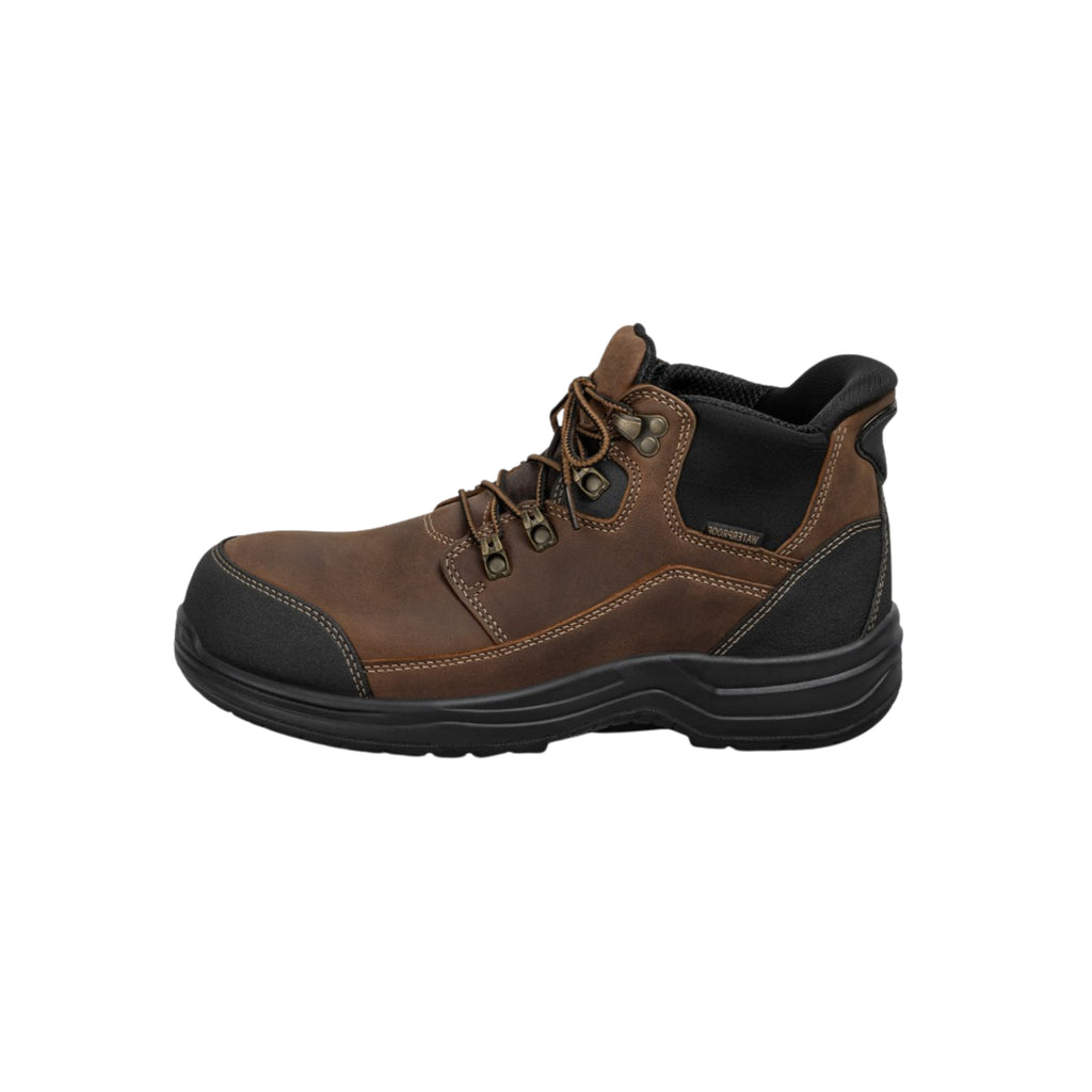 Orthofeet Men's Graphite Hands-Free Waterproof Safety Toe Work Boots - Brown